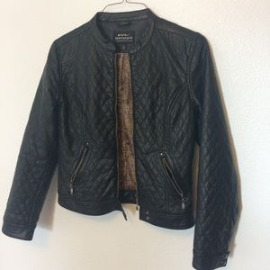 Womens black faux leather jacket
